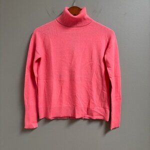 J Crew Womens Relaxed Fit Cashmere Turtleneck Sweater Size XXS Quiet Luxury Pink